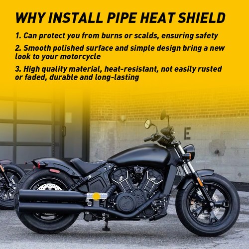 Universal Exhaust Muffler Heat Shield Chrome Pipe Cover Heel Motor Guard Upgrade - Picture 8 of 10