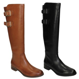 clarks ladies long leather boots