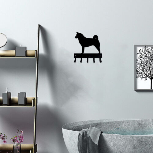 Akita Dog Key Rack & Leash Hanger - 9 inch Wide/6 inch Wide Metal Wall Art - Afbeelding 1 van 8