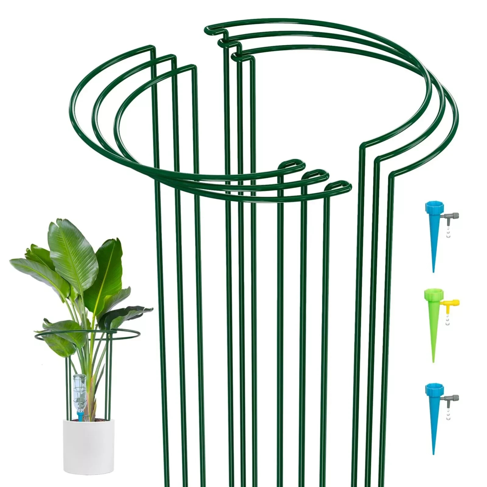 Plant Support Ring Stakes Half Round Flower Support Garden Cage Frame ...