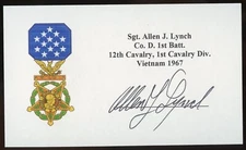 Allen Lynch signed autograph auto 3x5 index card MOH Vietnam War W073