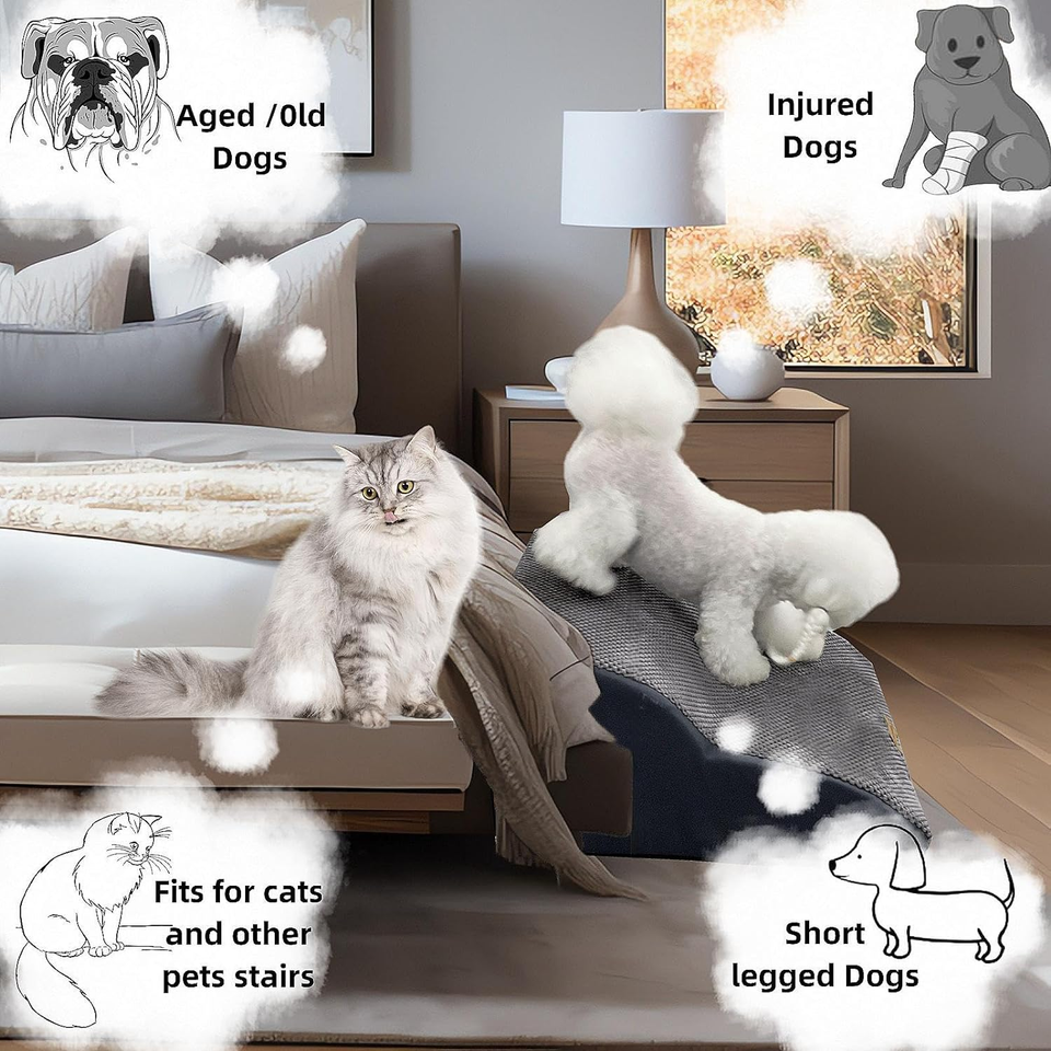 Small Dog Stairs to High Beds, 2Step Small Large Dog Steps for Couch