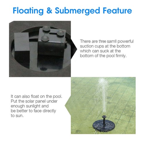 Solar Pump Powered Floating Water Fountain Birdbath Home Garden Pool Decor AU - Picture 4 of 12