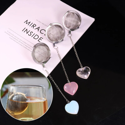Natural Stainless Steel Crystal Heart Shaped Pendant Tea Maker Filter Craft