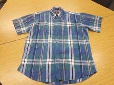 Chaps By Ralph Lauren Large Men's Blue White Red Brown Check Casual Dress Shirt