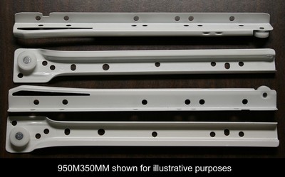Drawer slides, 550mm (21.65''), 950M550, white, 3/4 ext, with 251 brackets