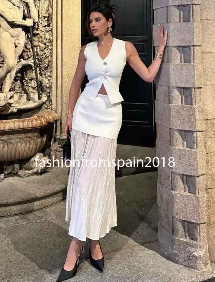 ZARA NEW WOMAN HIGH-WAIST COMBINED PLEATED KNIT SKIRT SHEER ZARA NEW WOMAN HIGH-WAIST COMBINED PLEATED KNIT SKIRT SHEER