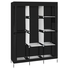 71" Portable Clothes Storage Closet Organizer Wardrobe Rack Shelves Fabric Steel