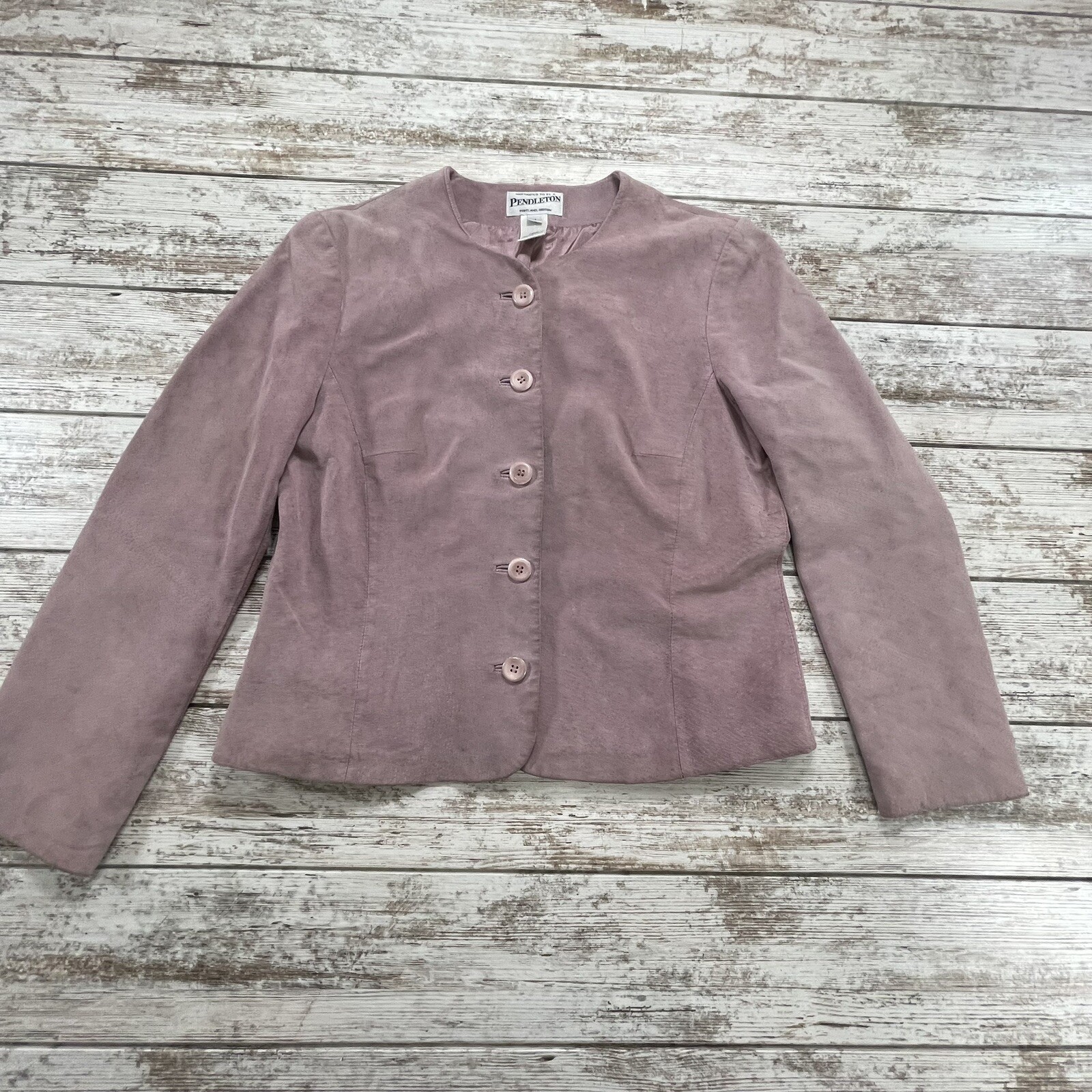 Pendleton Pink Suede Leather Jacket Button Front … - image 5