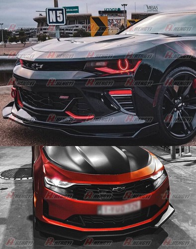 Fits 16-24 Chevy Camaro 1LE Style Gloss Black Front Bumper Lip Splitter ABS - Picture 5 of 10