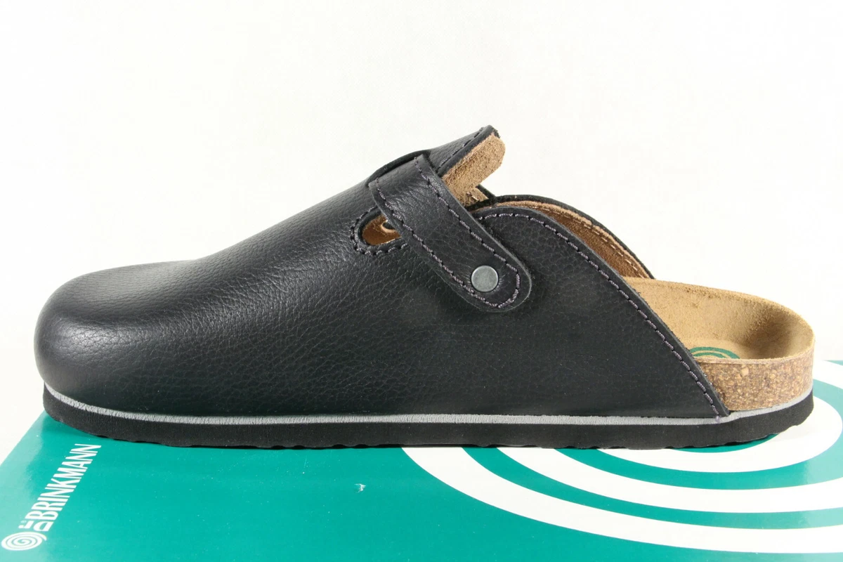 Dr. Brinkmann Herren Clogs Pantoletten Pantolette Pantoffel schwarz Leder