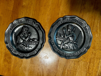 Pewter - Give Us This Day Our Daily Bread 1972, Wall Hanging Plate by Sexton 9 
