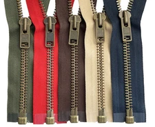 YKK #10 Antique Brass Metal Separating Zippers Extra Heavy-duty Jacket 5" - 36"