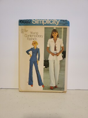 Size 10 Vtg Simplicity Sewing Pattern 6892 Shirt Jacket Pants Young Fashion
