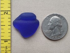 GENUINE BEACH SEA GLASS SURF TUMBLED COBALT BLUE NECK LIP FROSTED PENDANT E05