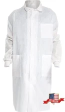 Cs/25  Kimtech A8 10022 Lab Coat w/ Knit Cuffs White Size Large 