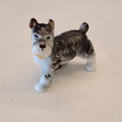 VTG Porcelain Schnauzer Scottish Doggie Puppy Dog hand-painted Japan Bone China