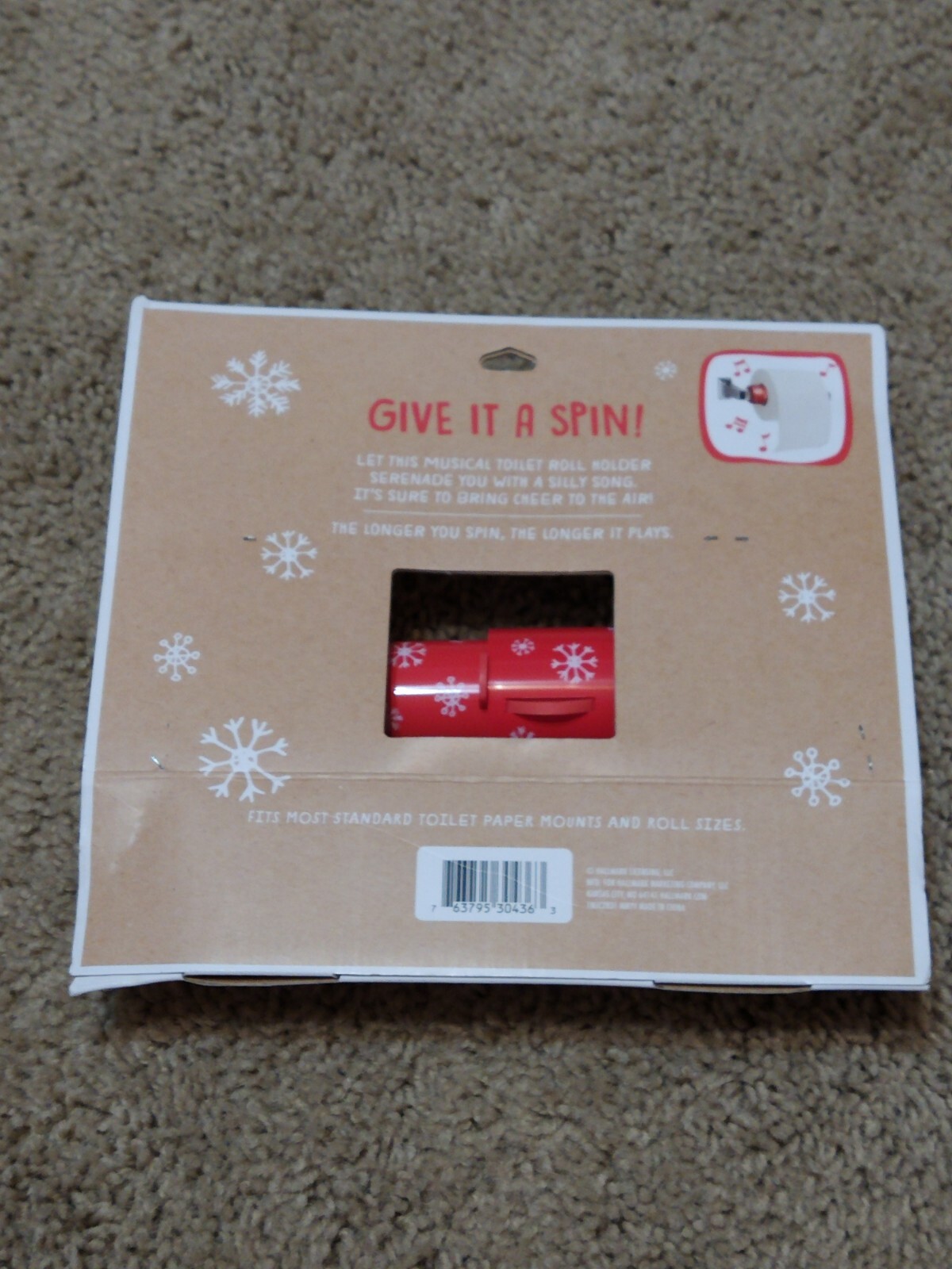 Hallmark SpinASong Musical Toilet Roll Holder Christmas Tunes New