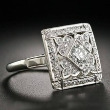 2Ct Round Cut Art Deco Lab-Created Diamond Wedding Ring 14K White Gold Finish