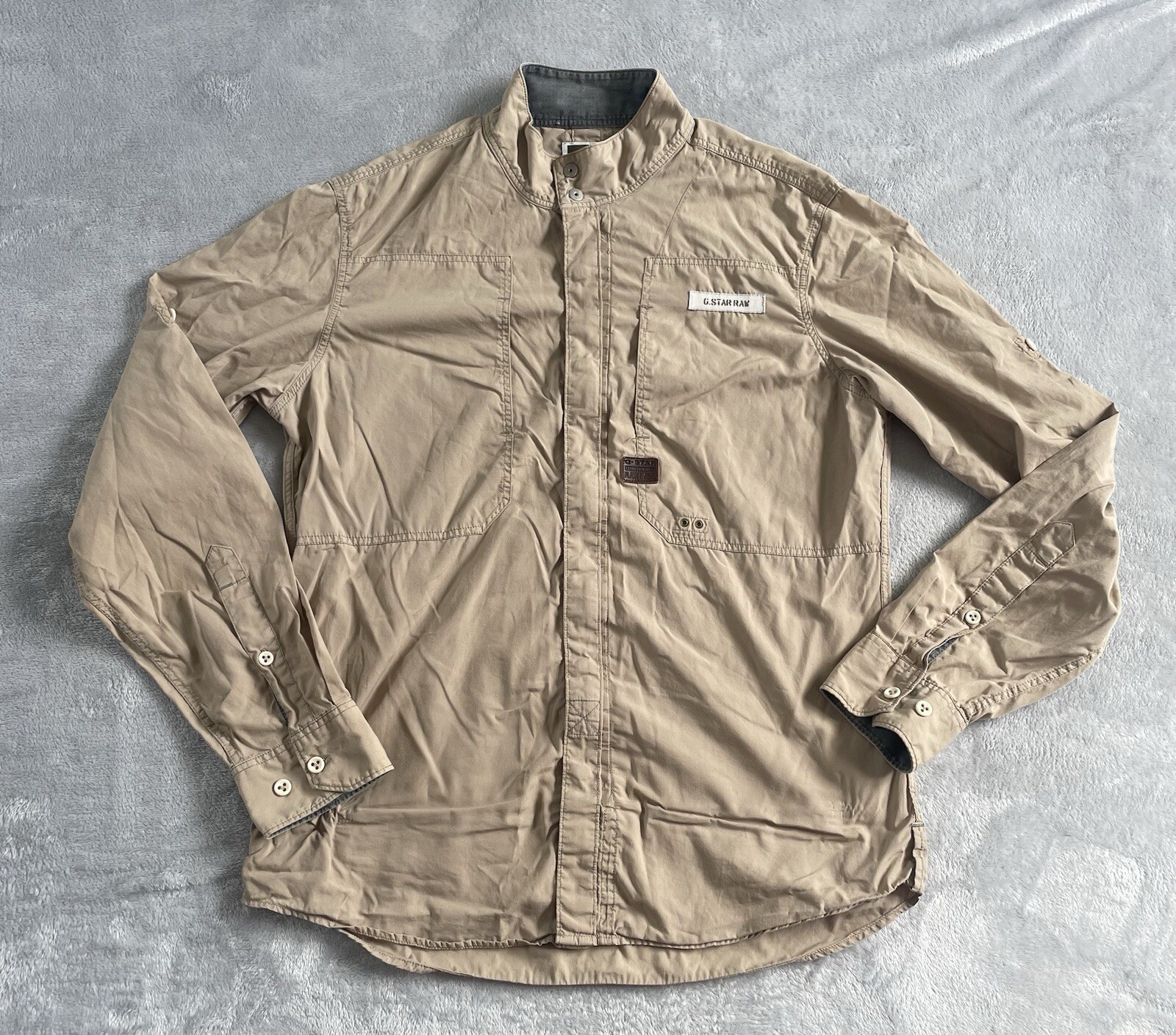 G Star Raw Shirt Overshirt Cargo Line Military Zip Button Up Size Medium Large