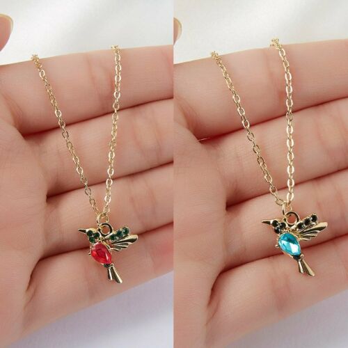 Gold Plated Hummingbird Crystal Pendant Necklace Choker Women Party Jewelry Gift - Zdjęcie 1 z 8