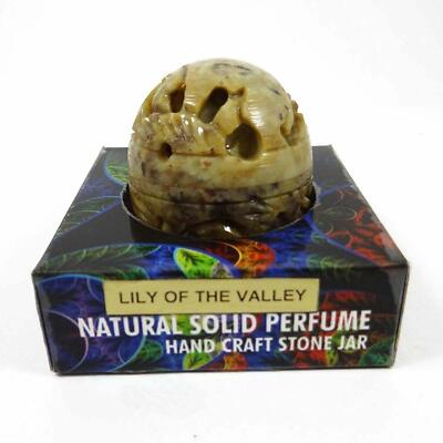Natural Lily of the valley Solid Perfume in Hand Crafted Stone Jar India 8 gm