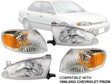 Fits 1998 - 2002 Chevrolet Prizm Headlamp Corner Signal Light 4-piece Combo Set