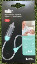 NEW BRAUN MANUAL NASAL ASPIRATOR Adult & Infant Ages 0+ Dishwasher safe NEW