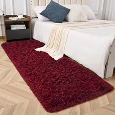 Burgundy Red Runner Area Rugs for Bedroom Living Room, 2x6 Feet Fluffy