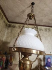 LARGE SWAG Ceiling Hanging Light Lamp Hobnail Milk Glass 12" Shade GWTW Vintage
