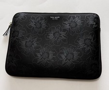 Kate Spade New York Padded Laptop Sleeve Case Black Iridescent Flower Design 13"