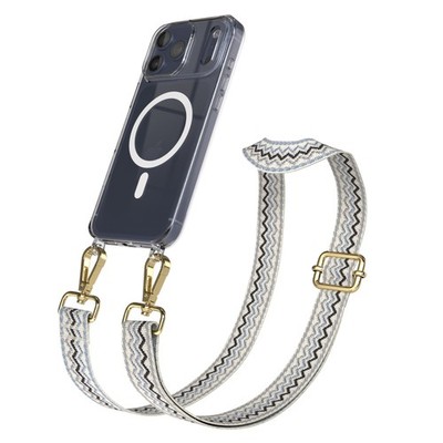 MagSafe Handyhülle mit Band für Apple iPhone 17 Pro Max Kette Blau Wellen - Gold