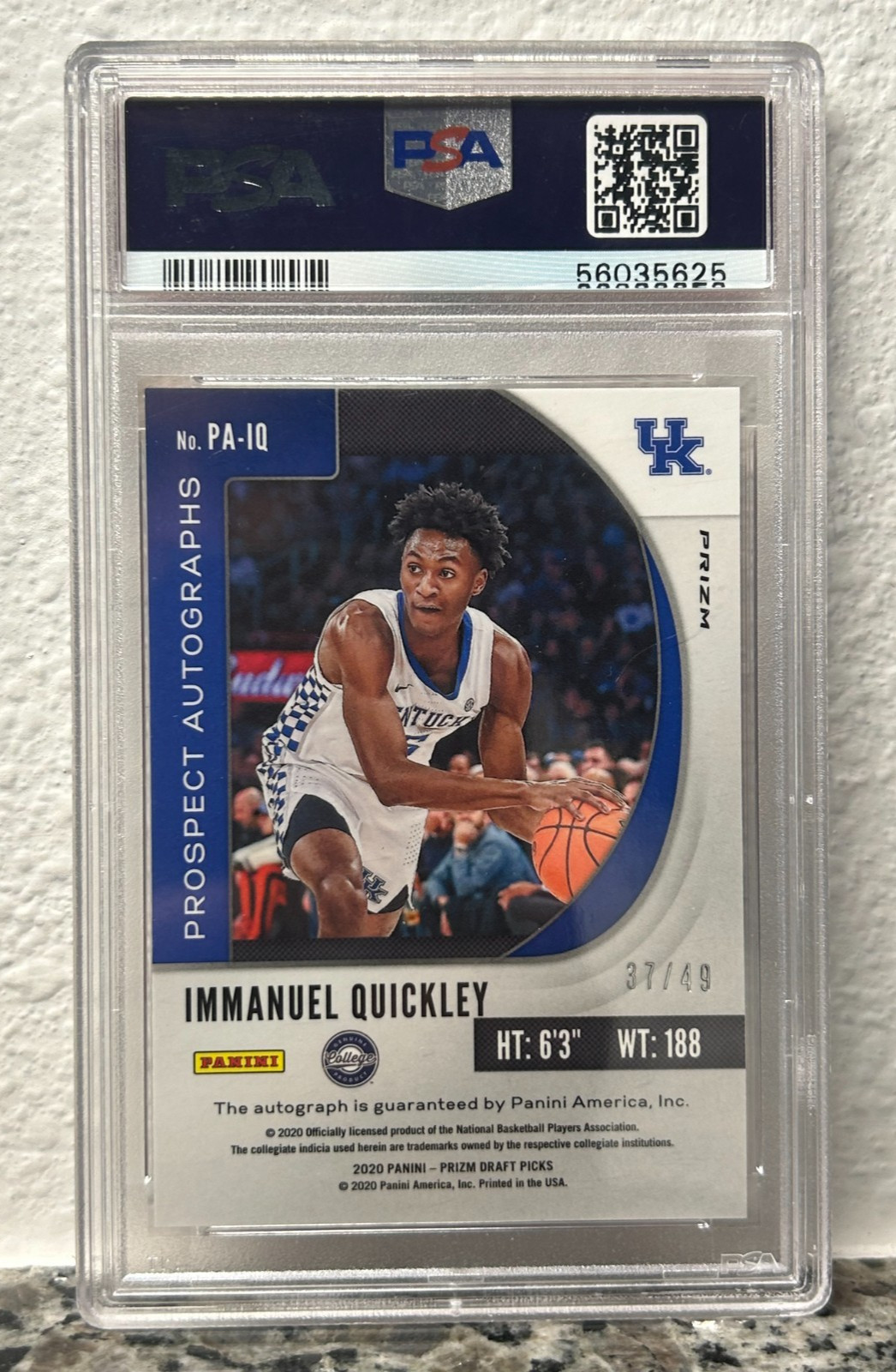 2020 Panini Prizm Draft Immanuel Quickley ORANGE PULSAR ROOKIE AUTO /49 PSA 10 view 2