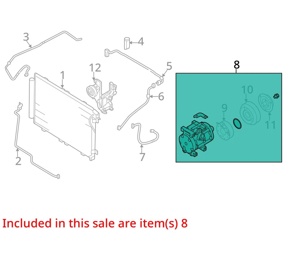 Kia Sorento 2003-2006 aire acondicionado aire acondicionado compresor de aire acondicionado OEM GJ8X2 Foto 3 de 4