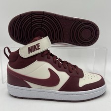 Kids Size 5Y Nike Court Borough Mid 2 Soft Pearl Dark Red Sneakers CD7782 013