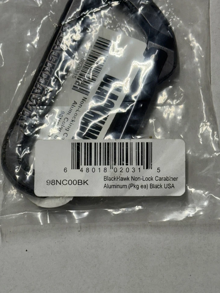 NUEVO Mosquetón de aluminio sin bloqueo BlackHawk negro 98NC00BK Foto 3 de 3