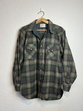 Vintage Pendleton High Grade Western Wear Wool Pearl Snap Shirt Green Plaid L