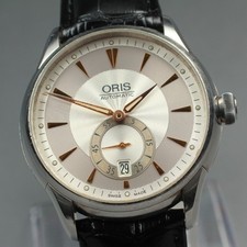 Orologio Uomo Automatico ORIS Artelier 7582 Piccolo Seconda Data Argento...