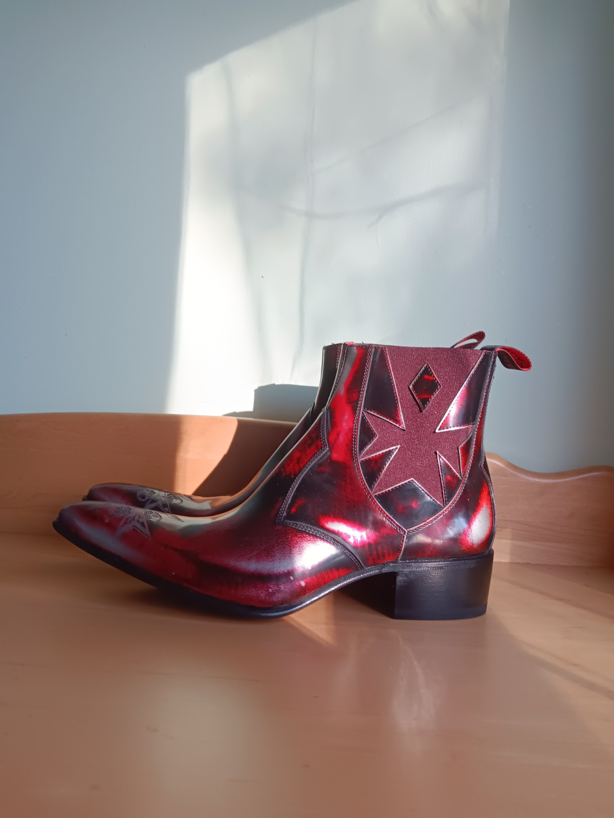 Jeffery West Templar Italian Hell Fire Blood Red Silver Black Chelsea Boot image 4