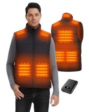 Men's Heated Vest with 20000mAh 7.4V Large Capacity Battery Pack, Medium Black