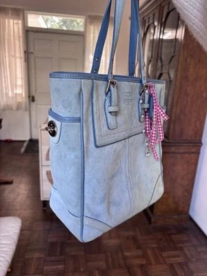 Coach Women's Suede Exterior Blue Bags & Handbags for Women for