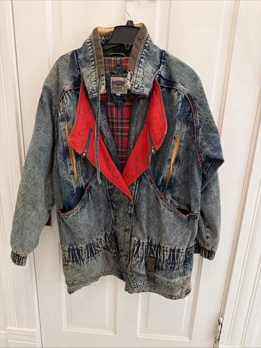 Rare Vintage “Current Seen” Acid Washed Denim Jacket 70s/80s Plaid Lining video thumbnail