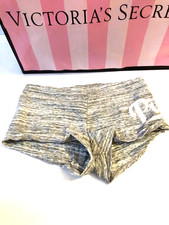 Victoria's Secret Pink Cotton Logo Shortie Boyshort Panty Gray Marl, Large NWT