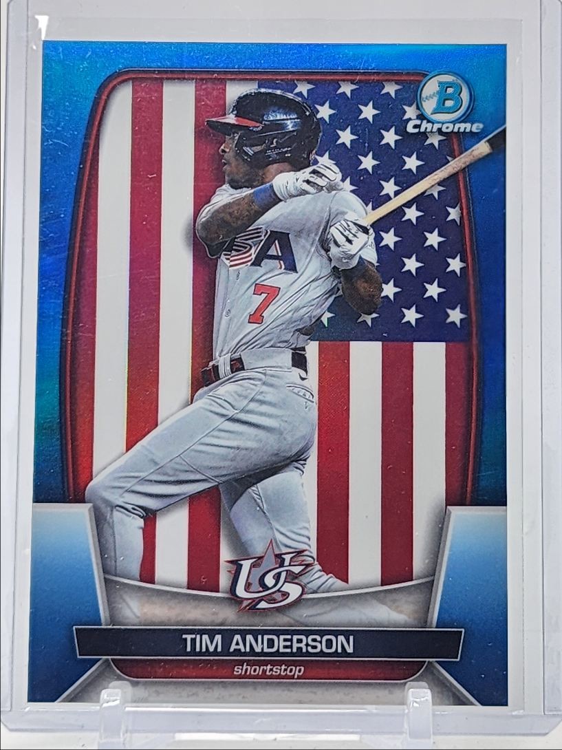TIM ANDERSON 2023 BOWMAN CHROME WBC BLUE REFRACTOR #WBC-81 /75 Q2550