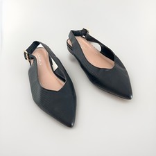 Carvela Kurt Geiger Milly Slingback Flats Black Lizard Effect Size 5 Pointed Toe
