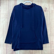 NWT Pact Navy Blue Organic Cotton Hoodie Lightweight Pullover Sweatshirt Sz XS