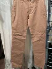 14th Union Men's Pants 32Wx30L White Flat Front Slim Fit Straight Leg Chino