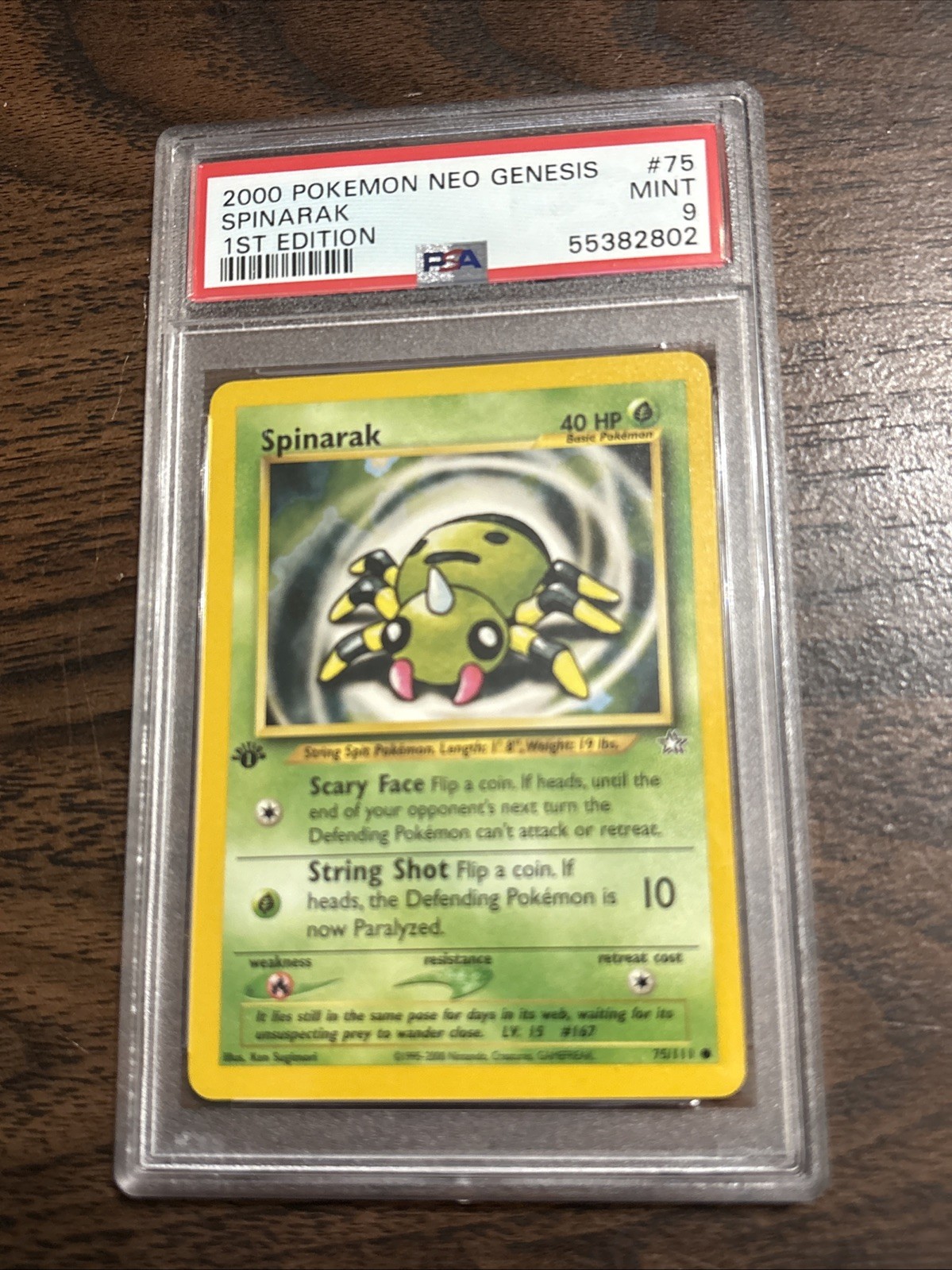 2000 Pokemon Neo Genesis 1st Edition Spinarak 75/111 PSA 9 Mint