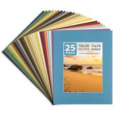 Golden State Art, Pack of 25, Acid-Free Mixed Colors Pre-Cut 16x20 Picture Mat f
