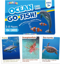 Go Fish Card Game for Kids, 104 Cards, Ocean Theme Memory Matching Game, Sea Ani